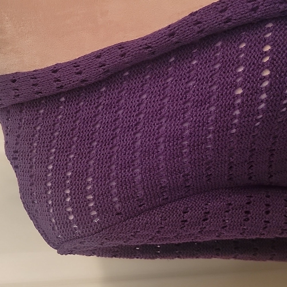 Christopher & Banks Purple Cardigan with Rolled Collar and Lapel, Size L, EUC! - Picture 2 of 6